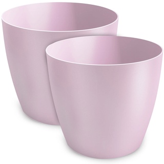 TULMERO Blumentopf matt, Pflanzkübel aus Übertopf Kunststoff Dekorativer Topf für, groß und klein Pflanzen, 2er-Set blumenkübel, blumenkübel kräutertopf, (2 Pack) Rosa, ø 16 cm