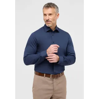 Langarmhemd ETERNA "SLIM FIT", Herren, Gr. 44, Normalgrößen, blau (navy), Twill, 46% Baumwolle, 8% Elasthan, 46% Polyester, schmal, Manschette, Hemden Langarmhemd, NON IRON (bügelfrei)