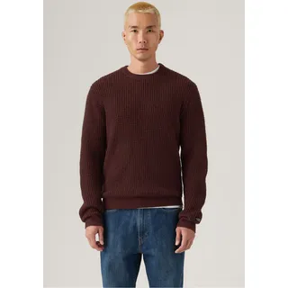 Rundhalspullover LEVI'S, Herren, Gr. XL, braun (hot chocolate heather), Grobstrick, Obermaterial: 80% Wolle, 20% Polyamid, normal hüftbedeckend, Rundhals, Rippbündchen, Pullover Rundhalspullover