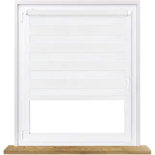 Fenster DEKOR - Rollos für Fenster Weiß - Klemmfix Rollo ohne Bohren B80 x H150 cm - Doppelrollo mit Stoffbreite 80 cm - Blickdichte Rollos, einfach zu montieren