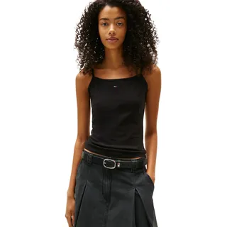 Tommy Jeans Damen Top Essential Strap mit Spaghettiträgern, Schwarz (Black), L