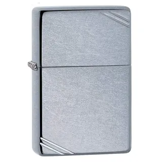 Zippo Sturmfeuerzeug - Vintage Street Chrome, Base Model - Nachfüllbar - Wiederverwendbar - Windfestes Design - Geschenkbox - Made in USA