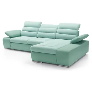 Design Ecksofa Schlafsofa Couch Leder Textil Polster Multifunktion Sofas Kasten - Blau