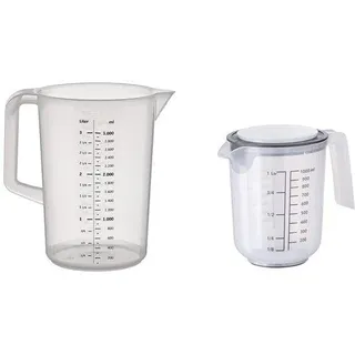 Unyqoos® Messbecher-Set 3 L + 1 L, Polypropylen – mikrowellen- & hitzebeständig, Deckel & Antirutschring, spülmaschinenfest, präzises Messen & Mischen - Weiß