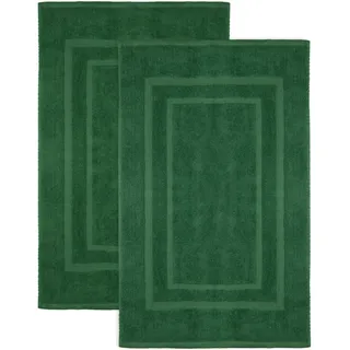 NatureMark 2er Pack Badvorleger Badematte | Premium Qualität | 100% Baumwolle | 50 x 80 cm | Duschvorleger Duschmatte Doppelpack | Farbe: Dunkel grün