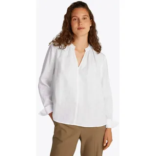 Tommy Hilfiger Klassische Bluse »ESS LINEN V-NECK BLOUSE« mit Raffung,kühlendes Premium Leinen, weiß