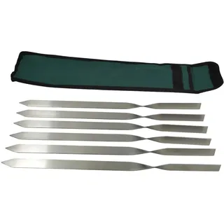 6 Adana Kebab Grillspieße aus Edelstahl - 90 Grad gedreht - Stärke 2mm Länge 40cm Breite 2cm Fleischspieße mit Tasche - Optimal für Gasgrills und Backofen - Lula Lulu Tschelo Köfte