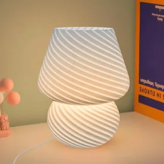 HONPHIER Pilzlampe, Tischlampe, Glas, Nachttischlampe, Design, LED-Nachtlicht, dekorative Lampe für Wohnzimmer, Schlafzimmer (weiß)