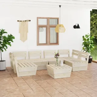 7-tlg. Garten-Paletten-Lounge-Set Imprägniertes Fichtenholz , Gartenmöbel-Sets Design 2024 - Beige
