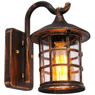 SUZNIU Wandleuchte Aussen, Vintage Aussenlampe Wand Glas Aluminium Außenlampe Wasserdichte, Garten Außenwandleuchten E27 Wandlampe Aussen Ohne Leuchtmittel, für Garage, Balkon, Beleuchtung Terrasse