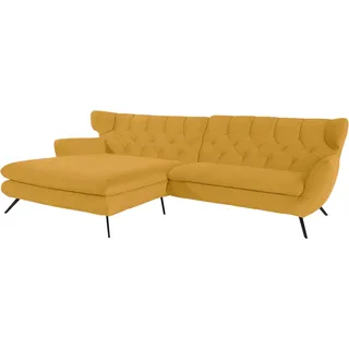 3C Candy Ecksofa »Beatrice Designsofa in moderner Retrooptik, bequem und extravagant« mit Rückensteppung im Rautenmuster, Ohrenbacken Optik, L-Form, gelb