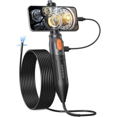 Drei Linsen Endoskopkamera mit Licht, DEPSTECH 2MP HD Endoskop für iPhone iOS&Android, Inspektionskamera, Rohrkamera, Kanalkamera, Teleskop Kamera mit 6+2 LEDs, IP67 wasserdicht, Tragetasche, 3M Kabel