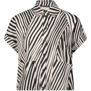 Klassische Bluse BETTY BARCLAY "Leinenbluse mit Kragen", Damen, Gr. 44, schwarz (schwarz, beige), Obermaterial: 55% Leinen LI. 45% Viskose CV., Blusen Klassische Bluse