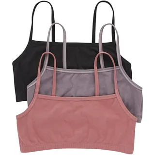 Hanes Damen Cropped Bralette, Breathable Pullover Bra, Crop Top, Solid Or Assorted, 3-Pack BH, Undurchsichtige, Schwarz/Gewürzfeige/Terra Rot, Medium (3er Pack)
