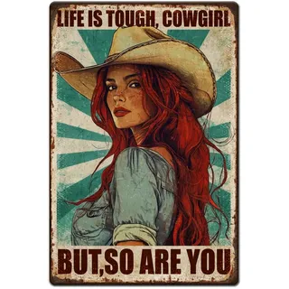 SUPERDANT Cowgirl Metallschild Western Cowgirls Blechschild Vintage Schild Lustiges Retro Blechschild Dekor Für Schlafzimmer Schlafsaal Männerhöhle Club Retro Metalldekor Geschenke