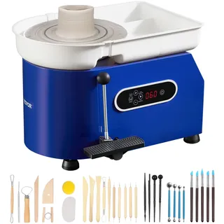 Vevor Töpferscheibe Keramik Rad Maschine 450 W, Elektrische Töpferscheibe Maschine 28 cm 300 U/min Töpferscheibenmaschine, mit Pedal & Schürze Formmaschine, Geeignet für Anfänger, Enthusiasten