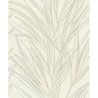 Rasch Tapete 654004 - Helle Vliestapete mit Pflanzen und Gräsern in Cremeweiß aus der Kollektion Welcome Home