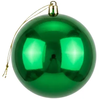 20 cm große, dunkelgrüne Weihnachtskugel, PVC, bruchsicher, glänzende Oberfläche, Festliche Weihnachtsbaum-Hängedekoration, rundes Ornament für Ferienwohnung