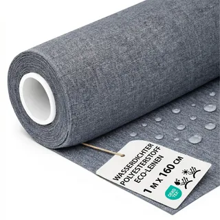 Polyesterstoff wasserdicht Stoff Meterware 1 m x 160 cm - markisenstoff markisenstoffe canvas und polsterstoff möbelstoff futterstoff segeltuch und vorhangstoff Jeansfarbe eco-Leine oeko-tex