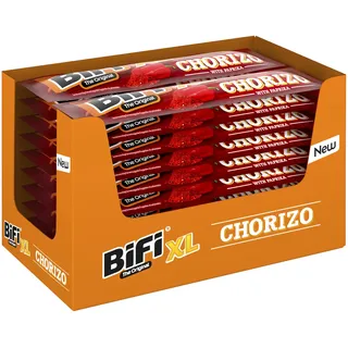 BiFi Chorizo XL Sticks – 20er Pack (20 x 26g) – Wurst Snack To Go - Luftgetrocknet Fleisch & Wurstwaren Paket - Chorizo fleischwurst mit Paprika, Chili und Knoblauch - Ideale Knabberbox - Wurstpaket