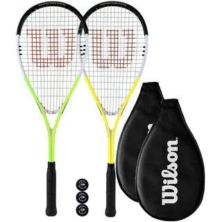 Wilson Deluxe XP Squashschläger Twin Set mit Wilson Schutzhülle und 3 Squashbällen