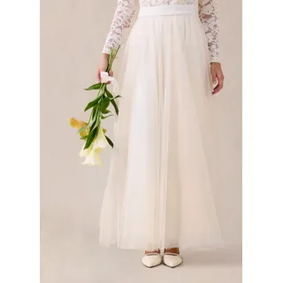 bonprix Maxirock mit zarter Tüllschicht, ausgestellte Passform, aus leichtem Polyester, weiß, champagner