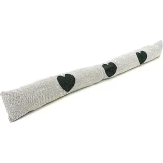 heimtexland ® Zugluftstopper Fischgrät mit Applikation bestickt Windstopper Fensterdichtung Türdichtung Landhaus Deko Kissen Typ856 Herz Grau - Grau