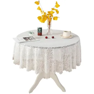 Runde weiße Spitze Tischdecke Vintage Classic Lace Lightweight Table Cloth Tischdekoration 120cm Rund