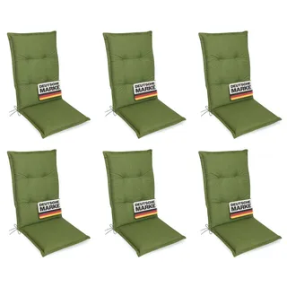 Gardissimo 6x PREMIUM Hochlehner Gartenstuhl Auflagen 120x50x8cm grün