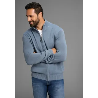 Strickjacke MAN'S WORLD "neue Farben", Herren, Gr. XL (56/58), blau (blaugrau), Strick, Obermaterial: 50% Baumwolle, 50% Polyacryl, unifarben, Basic, regular fit, ohne Ausschnitt, Rippstrickbündchen, Strickjacken Strickjacke, aus Baumwollmischung, Topseller