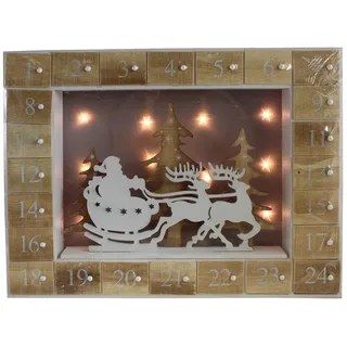 The UK Candle Company Adventskalender Holz Santa-Schlitten Design Leuchtet