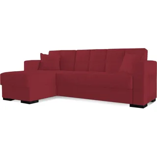 Schlafsofa Fernando, Eckschlafsofa mit umkehrbarer Halbinsel, Aufbewahrungssofa für Wohnzimmer mit chaiselongue und 2 Kissen, 230x150h81 cm, Rot - Rot