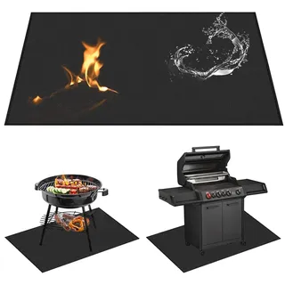 100 × 150 cm Feuerfeste Unterlage, Feuerschutzmatte, Hitzeschutzmatte Splatter Matte 3 Schicht, Grillmatte Bodenschutz, Leicht zu Reinigende Bodenschutzmatte für BBQ Grills Kaminöfen Boden Rasen
