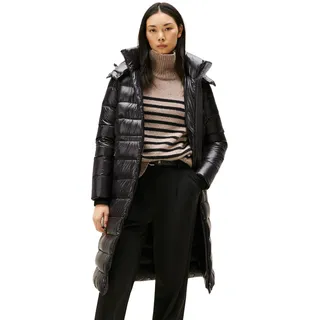 Tommy Hilfiger Damen Steppmantel Gloss Down Waist Maxi mit Stehkragen, Schwarz (Black), XXS