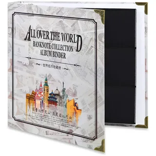 MUROAD 120 Taschen Banknoten-Weltwährungs-Sammelalbum, klassischer Binder Papiergeld-Sammlungsaufbewahrung Buchalbum liefert Halter für Bill Note Briefmarkensammler-Display