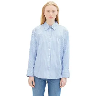 Tom Tailor Striped Poplin Hemd - Blue White Strripe - M