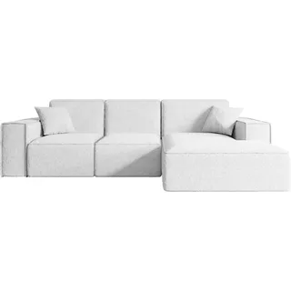 altdecor Ecksofa, Weiß, Textil, 6-Sitzer, L-Form, Ottomane rechts, 266x169 cm, Wohnzimmer, Sofas - Couches, Wohnlandschaften, Ecksofas