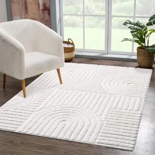 Designteppich CARPET CITY "FOCUS765", beige (creme), B:200cm H:20mm L:290cm, Obermaterial: 100% Polypropylen, Teppiche, Designteppich, Boho-Design, Hochtief-Muster/ 3D-Effekt, Skandinavisch, Wohnzimmer