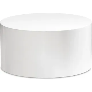 FineBuy Couchtisch MONOBLOC Rund 60 cm Weiß Hochglanz – Moderner Wohnzimmertisch in elegantem Design – runder Sofatisch, Loungetisch für Wohnzimmer - Weiß