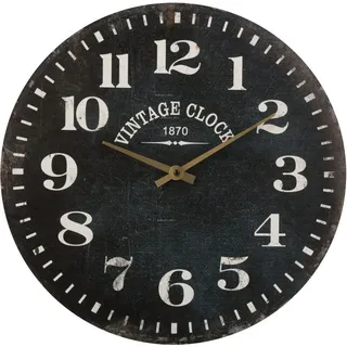 Wanduhr aus Holz mit römischen Ziffern, Old Style Uhr, weiß, Durchmesser 38 cm - Atmosphera - Schwarz