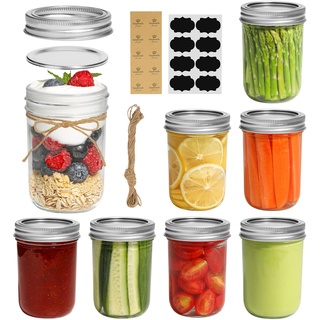 ComSaf 250ml Einmachgläser mit Deckel 8 Stück Mason Jar, Vorratsgläser für Lebensmittel für Marmelade, Honig, Joghurt, Gurken und Bohnen Overnight Oats Gläser Marmeladengläser mit Schraubdeckel