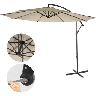 Ampelschirm Acerra, Sonnenschirm Sonnenschutz, Ø 3m neigbar, Polyester/Stahl 11kg - creme ohne Ständer - Beige