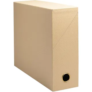 Exacompta 89602E Transferbox Office By Me 9 cm Rückenbreite DIN A4 mit aufgeklebtem Rückenschild ideale Transportbox und perfekt geeignet für die sichere Aufbewahrung Ihrer Ordner Farbe Beige