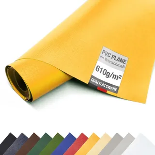 Pvc Plane verschiedene Farben ohne ÖSEN 610g/ m2 matt Gewebeplane LKW - Gelb RAL1003 - 1m x 3,2m