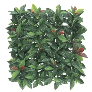 VERDELOOK Evergreen® Plast, Künstliche Hecke 1x1 m, Photinia-Blatt, Gartendekoration