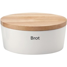 Bild Brottopf mit Holzdeckel oval 30 cm weiß