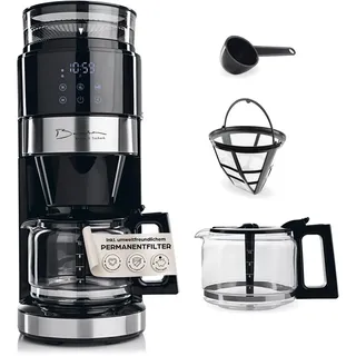 Barista Kaffeemaschine mit Mahlwerk | Filterkaffeemaschine mit Glaskanne | 900W Filtermaschine mit Touchdisplay & Timerfunktion für bis zu 10 Tassen | 1,25 Liter Kaffeekanne | Für Bohnen & Pulver