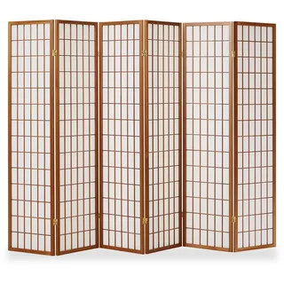 Homestyle4u 6-tlg. Paravent Raumteiler Innen 6 teilig Trennwand Shoji Faltbar Braun 264x175 | Gr.: onesize