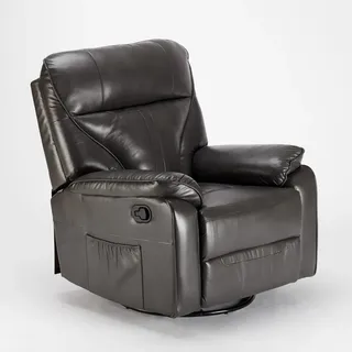 Relax Schaukelsessel Sissi mit Fußstütze und 360-Drehung, Kunstleder - Dunkel Grau - Grau