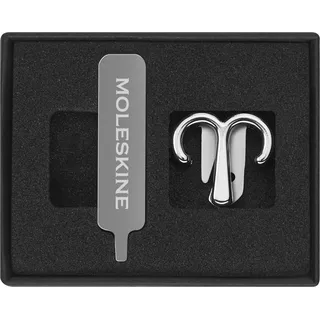 Moleskine-Anstecknadel für Notizbuch oder Agenda, Widder, Brosche mit Sternzeichen-Symbol, Personalisiere den Gummibandverschluss, Personalisierte Geschenkidee, Farbe Silber